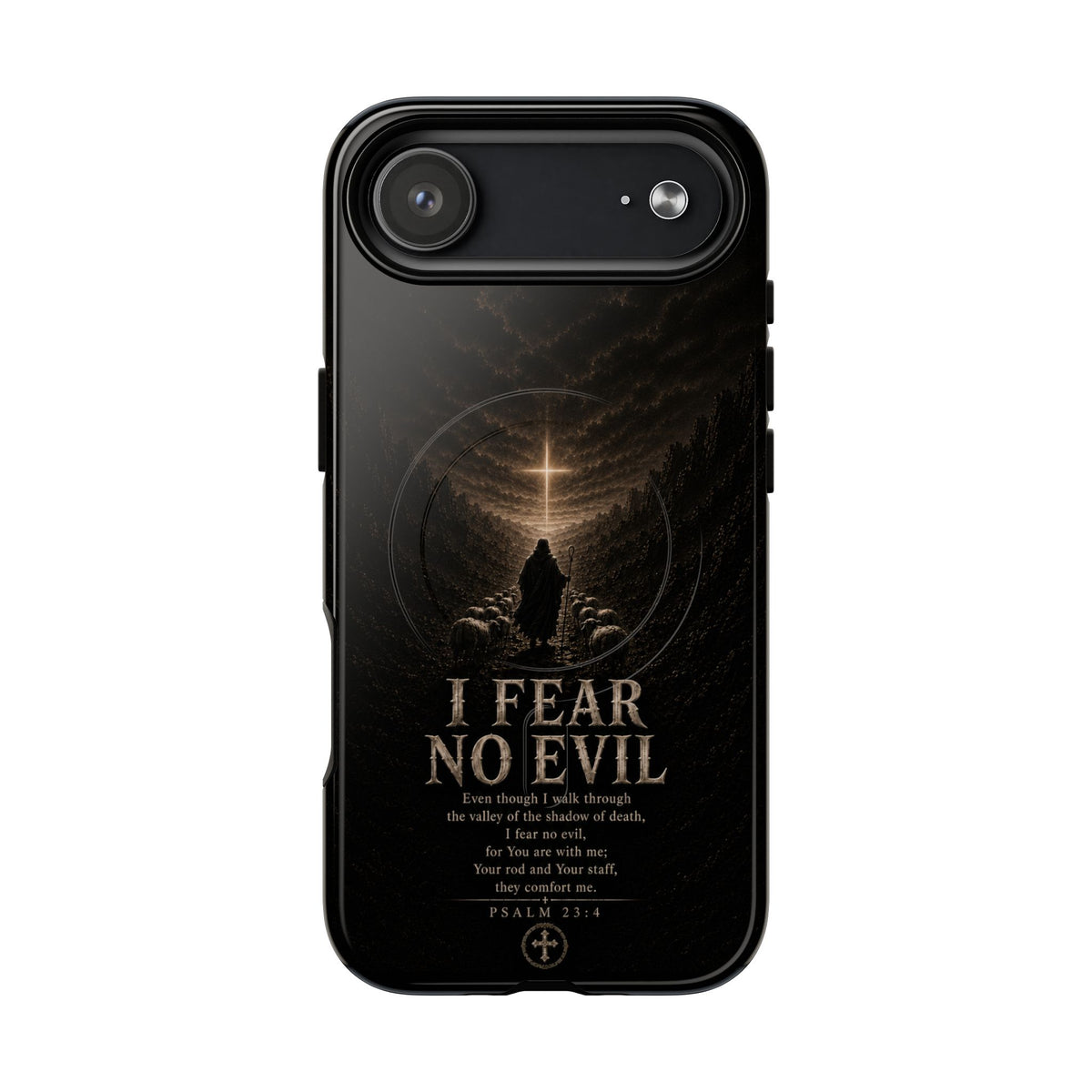 I Fear No Evil — Psalm 23:4 Christian MagSafe phone case on iPhone 17 Air