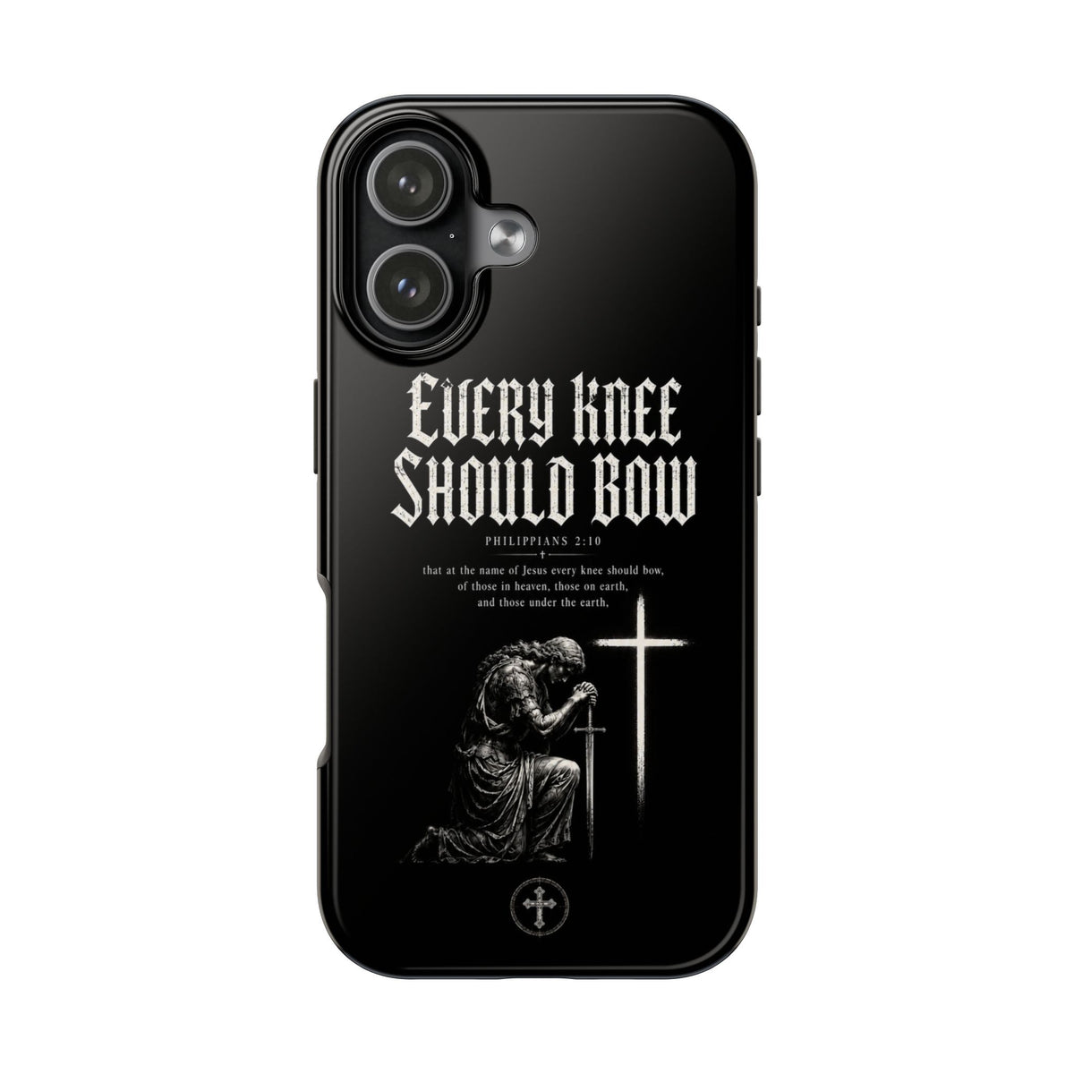 Every Knee Should Bow — Philippians 2:10 Christian phone case on iPhone 17