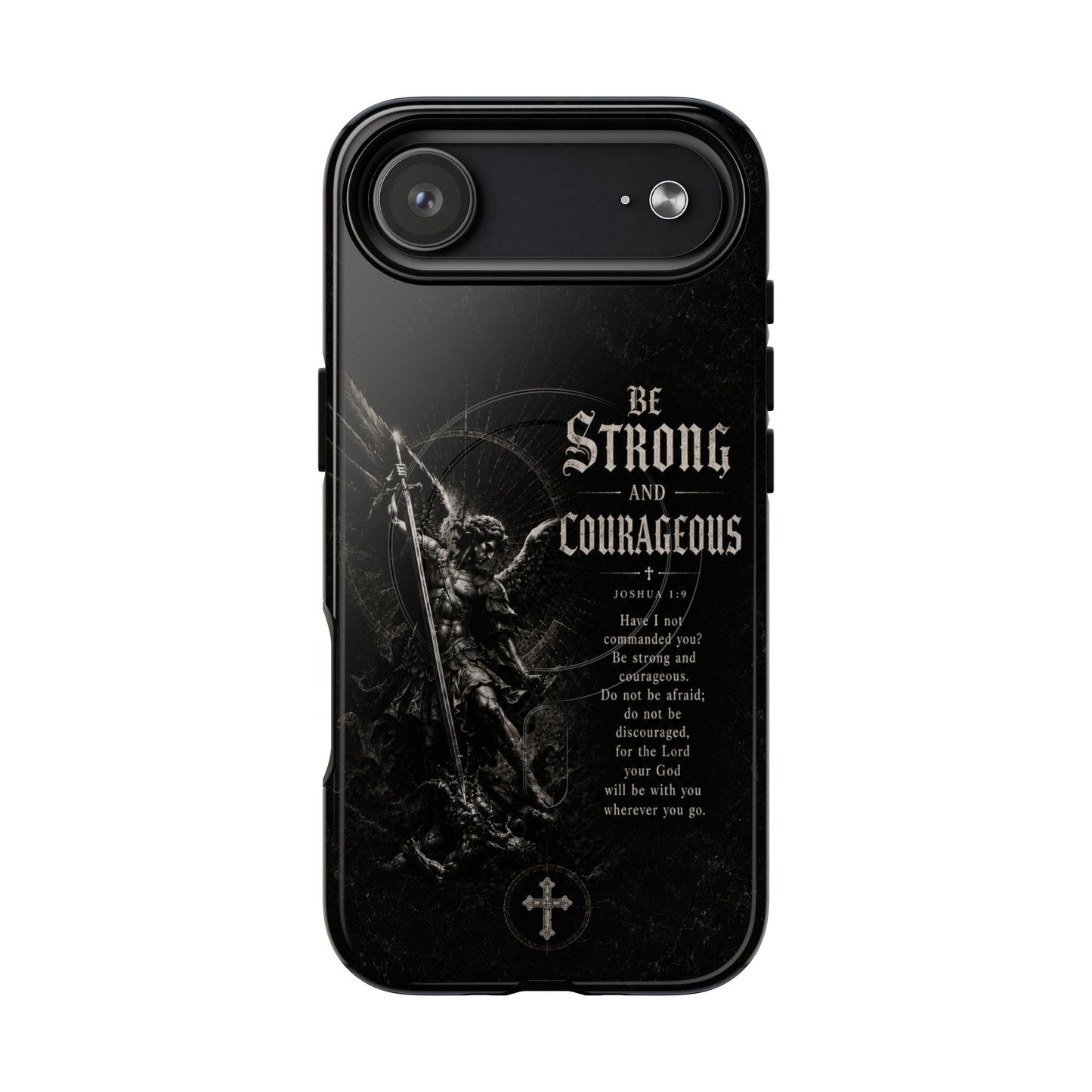 Be Strong and Courageous — Joshua 1:9 Christian MagSafe phone case on iPhone 17 Air