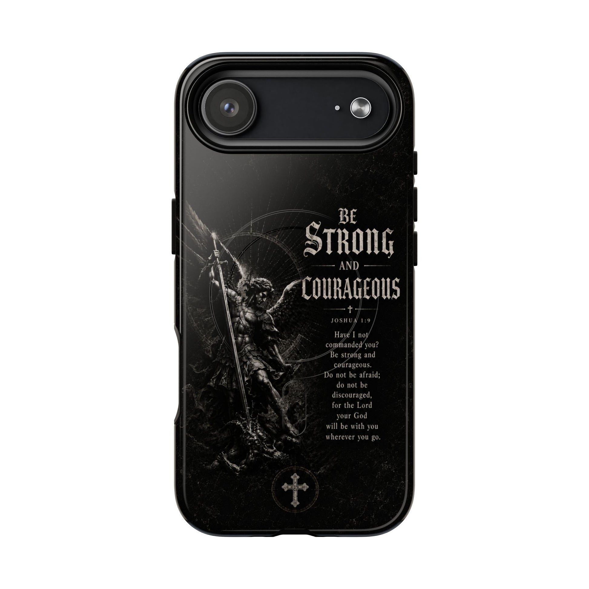 Be Strong and Courageous — Joshua 1:9 Christian MagSafe phone case on iPhone 17 Air