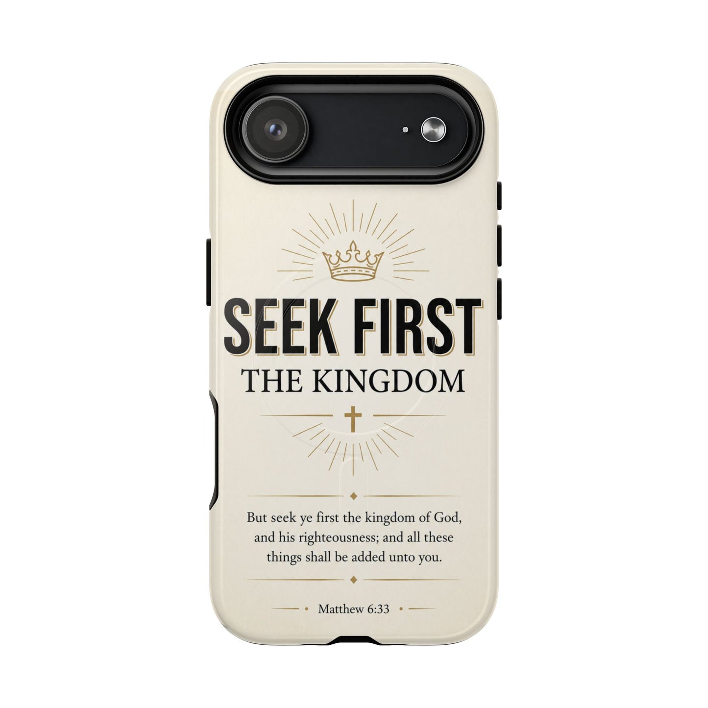 Seek First the Kingdom — Matthew 6:33 Christian MagSafe phone case on iPhone 17 Air