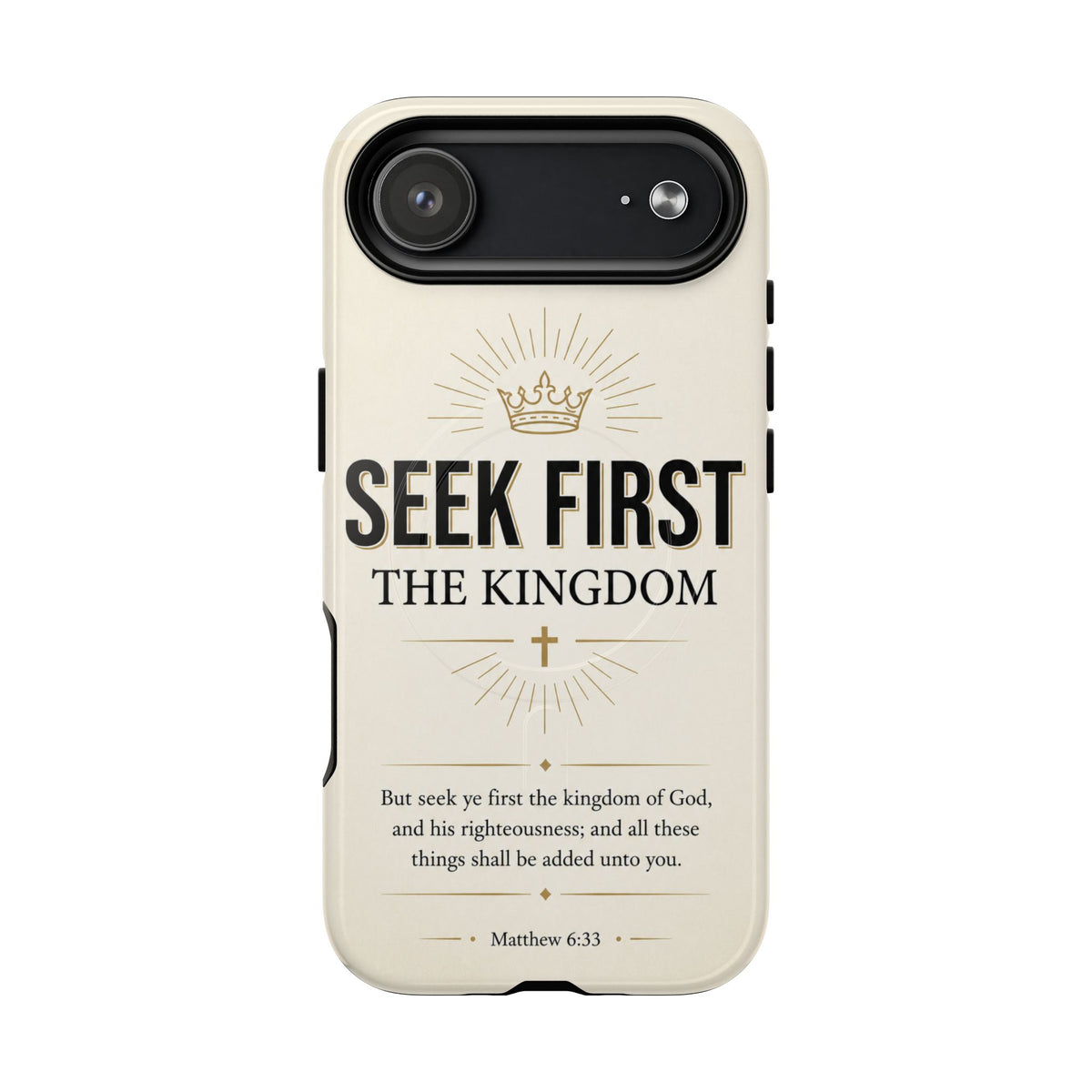 Seek First the Kingdom — Matthew 6:33 Christian MagSafe phone case on iPhone 17 Air